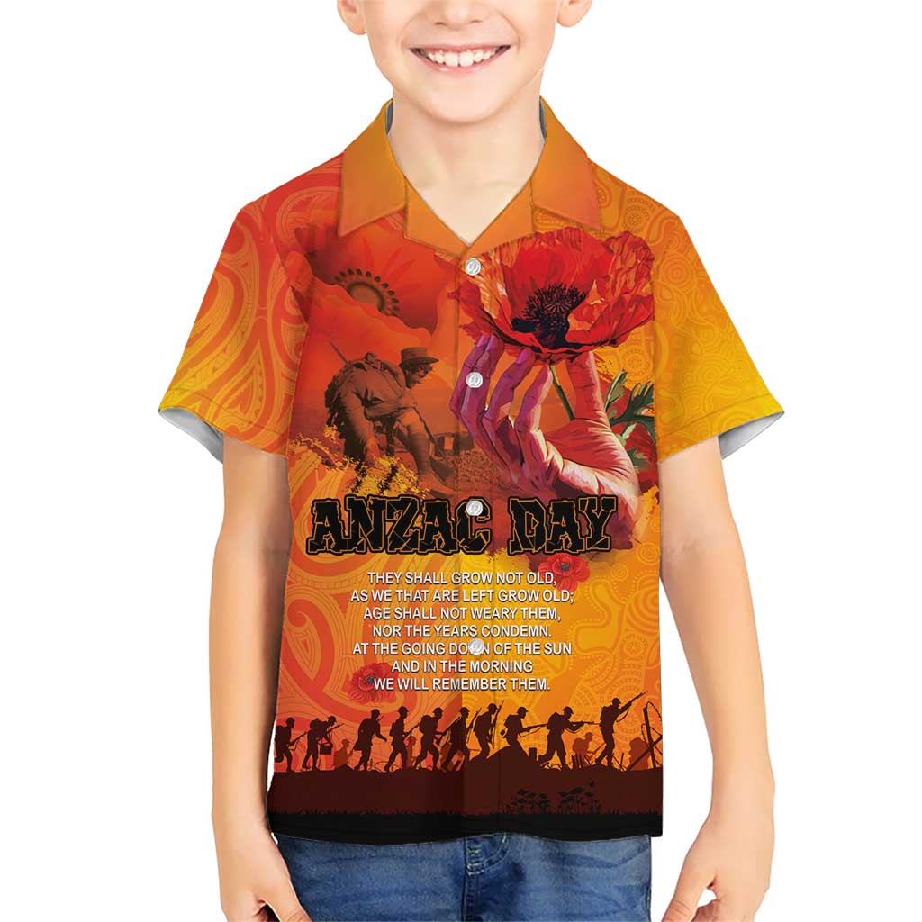 Australia and New Zealand ANZAC Day Family Matching Short Sleeve Bodycon Dress and Hawaiian Shirt Soldiers Memories - Red Poppies with Aboriginal and Maori Art