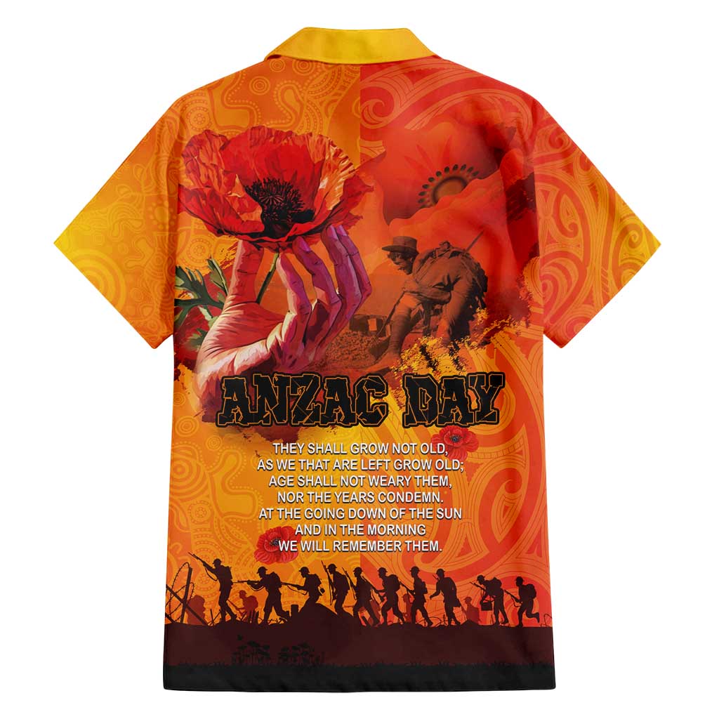 Australia and New Zealand ANZAC Day Family Matching Tank Maxi Dress and Hawaiian Shirt Soldiers Memories - Red Poppies with Aboriginal and Maori Art