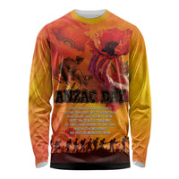 Australia and New Zealand ANZAC Day Long Sleeve Shirt Soldiers Memories - Red Poppies with Aboriginal and Maori Art
