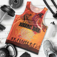 Australia and New Zealand ANZAC Day Men Tank Top Soldiers Memories - Red Poppies with Aboriginal and Maori Art