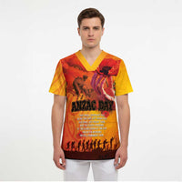 Australia and New Zealand ANZAC Day Scrub Top Soldiers Memories - Red Poppies with Aboriginal and Maori Art - Polynesian Pride