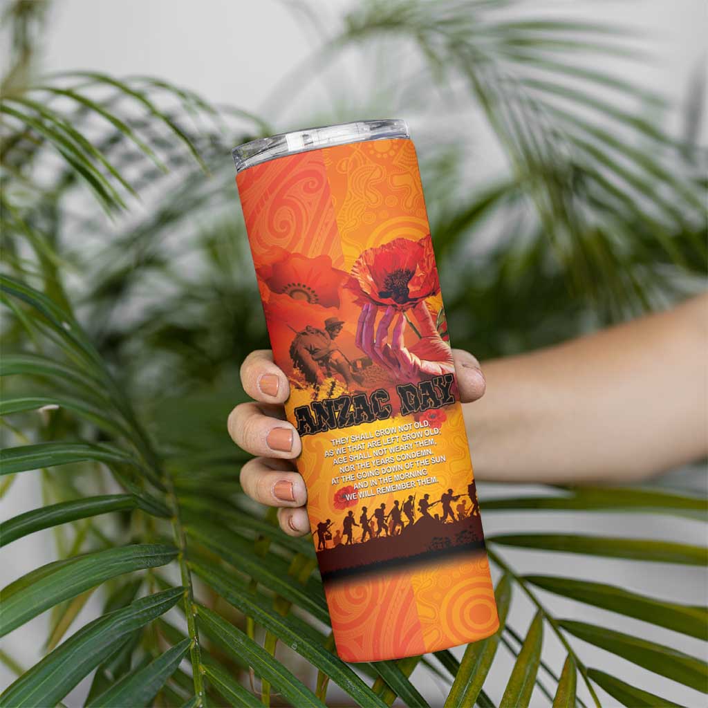 Australia and New Zealand ANZAC Day Skinny Tumbler Soldiers Memories - Red Poppies with Aboriginal and Maori Art LT03 - Polynesian Pride