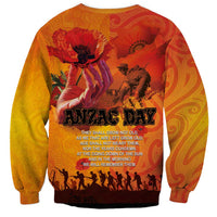 Australia and New Zealand ANZAC Day Sweatshirt Soldiers Memories - Red Poppies with Aboriginal and Maori Art