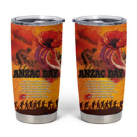 Australia and New Zealand ANZAC Day Tumbler Cup Soldiers Memories - Red Poppies with Aboriginal and Maori Art LT03 Orange-Yellow - Polynesian Pride