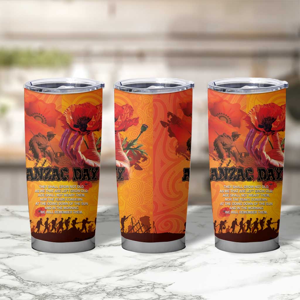 Australia and New Zealand ANZAC Day Tumbler Cup Soldiers Memories - Red Poppies with Aboriginal and Maori Art LT03 - Polynesian Pride