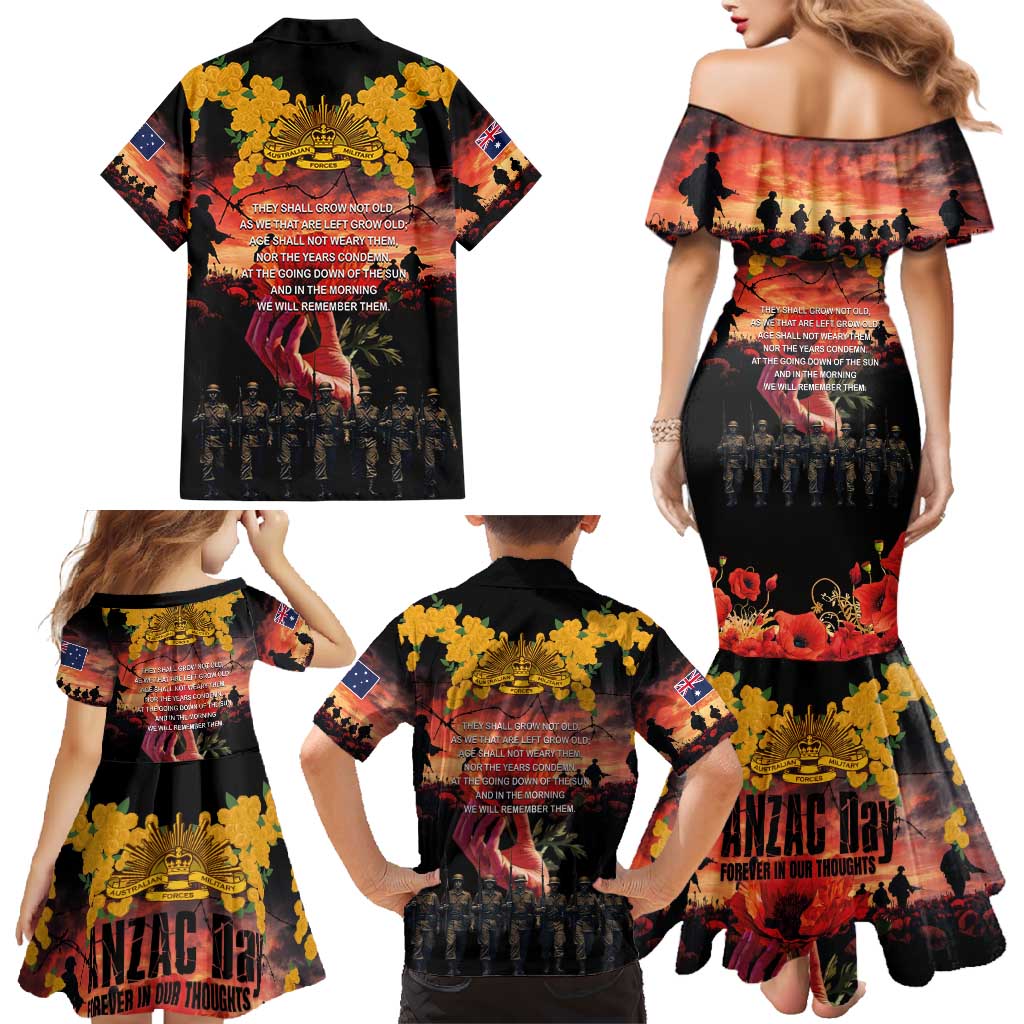 Australia ANZAC Day Family Matching Mermaid Dress and Hawaiian Shirt Forever in My Thoughts