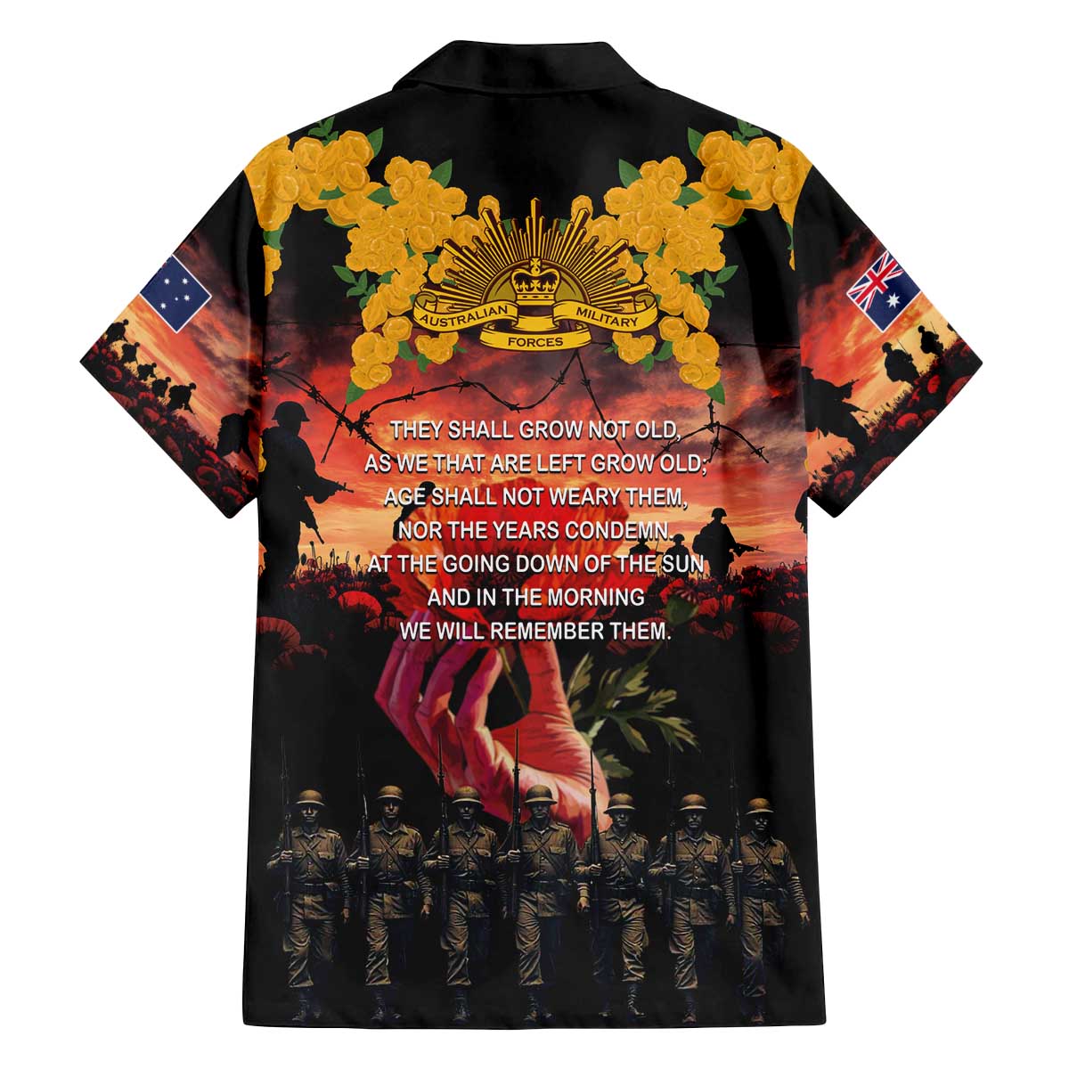 Australia ANZAC Day Family Matching Off The Shoulder Long Sleeve Dress and Hawaiian Shirt Forever in My Thoughts