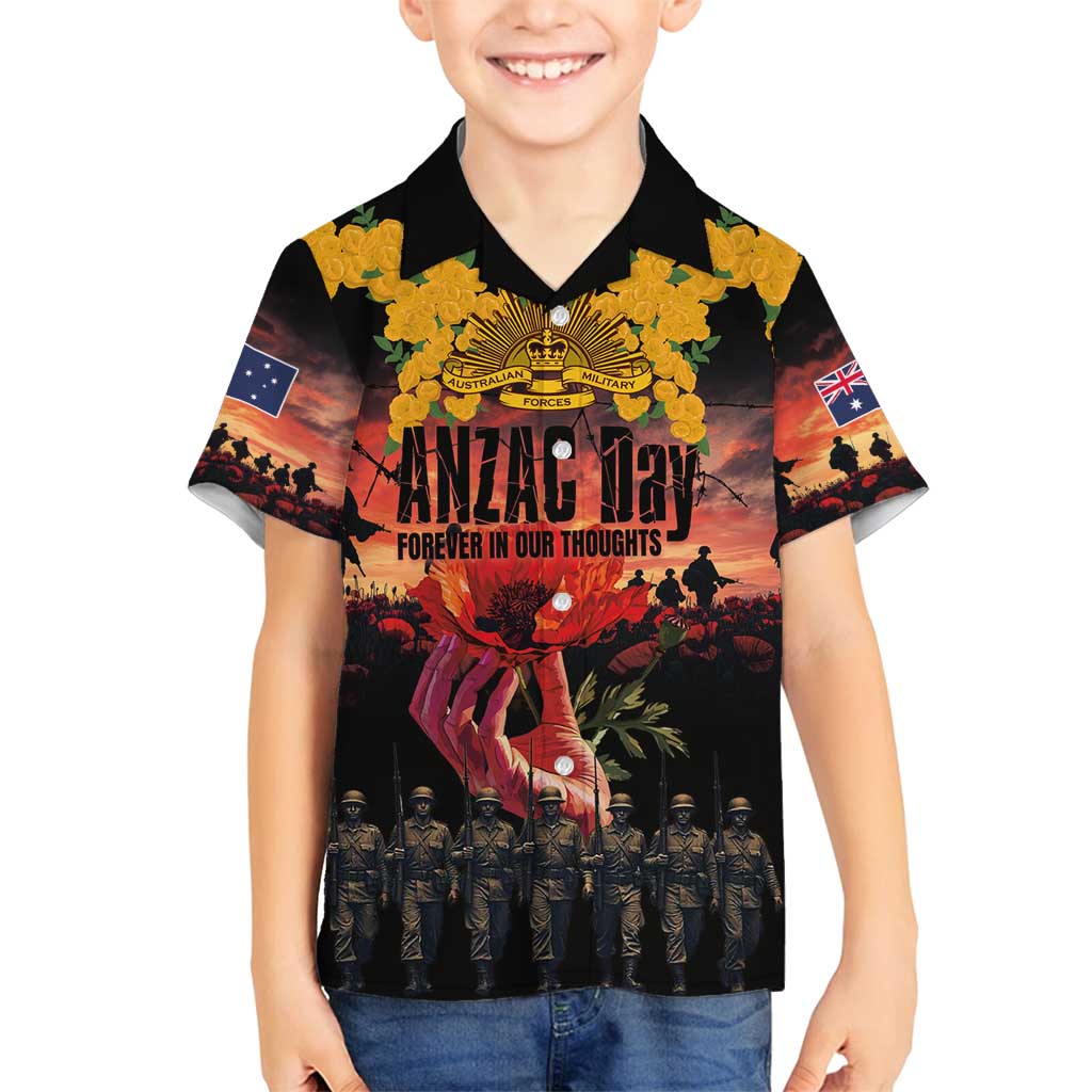 Australia ANZAC Day Family Matching Summer Maxi Dress and Hawaiian Shirt Forever in My Thoughts