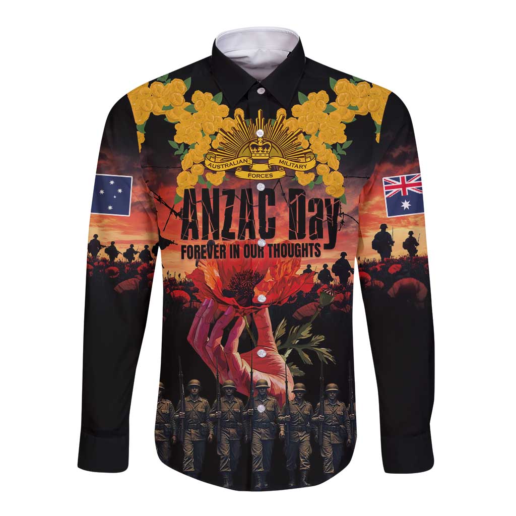 Australia ANZAC Day Long Sleeve Button Shirt Forever in My Thoughts