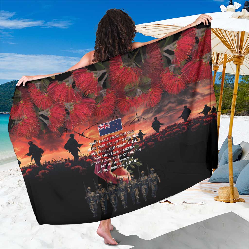 New Zealand ANZAC Day Sarong Forever in My Thoughts LT03 One Size 44 x 66 inches Black - Polynesian Pride