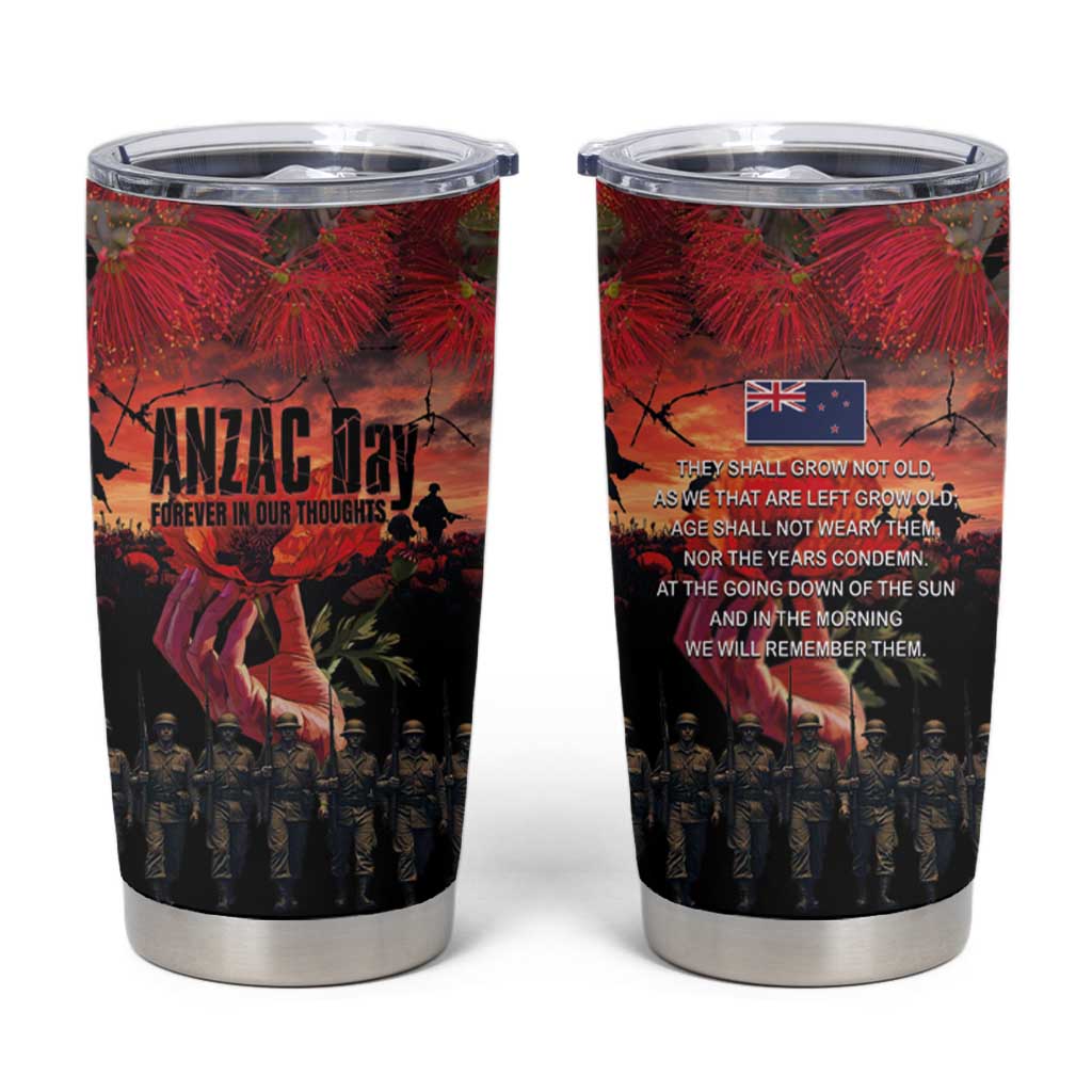 New Zealand ANZAC Day Tumbler Cup Forever in My Thoughts LT03 Black - Polynesian Pride