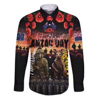 Australia and New Zealand ANZAC Day Family Matching Off The Shoulder Long Sleeve Dress and Hawaiian Shirt Kangaroo and Kiwi Bird Soldier - Forever in My Thoughts