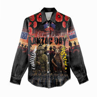 Australia and New Zealand ANZAC Day Women Casual Shirt Kangaroo and Kiwi Bird Soldier - Forever in My Thoughts LT03 - Polynesian Pride