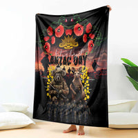 Australia ANZAC Day Blanket Kangaroo and Koala Soldier - Forever in My Thoughts