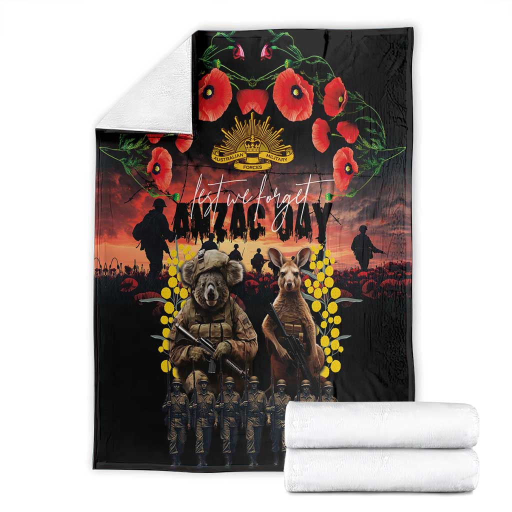 Australia ANZAC Day Blanket Kangaroo and Koala Soldier - Forever in My Thoughts