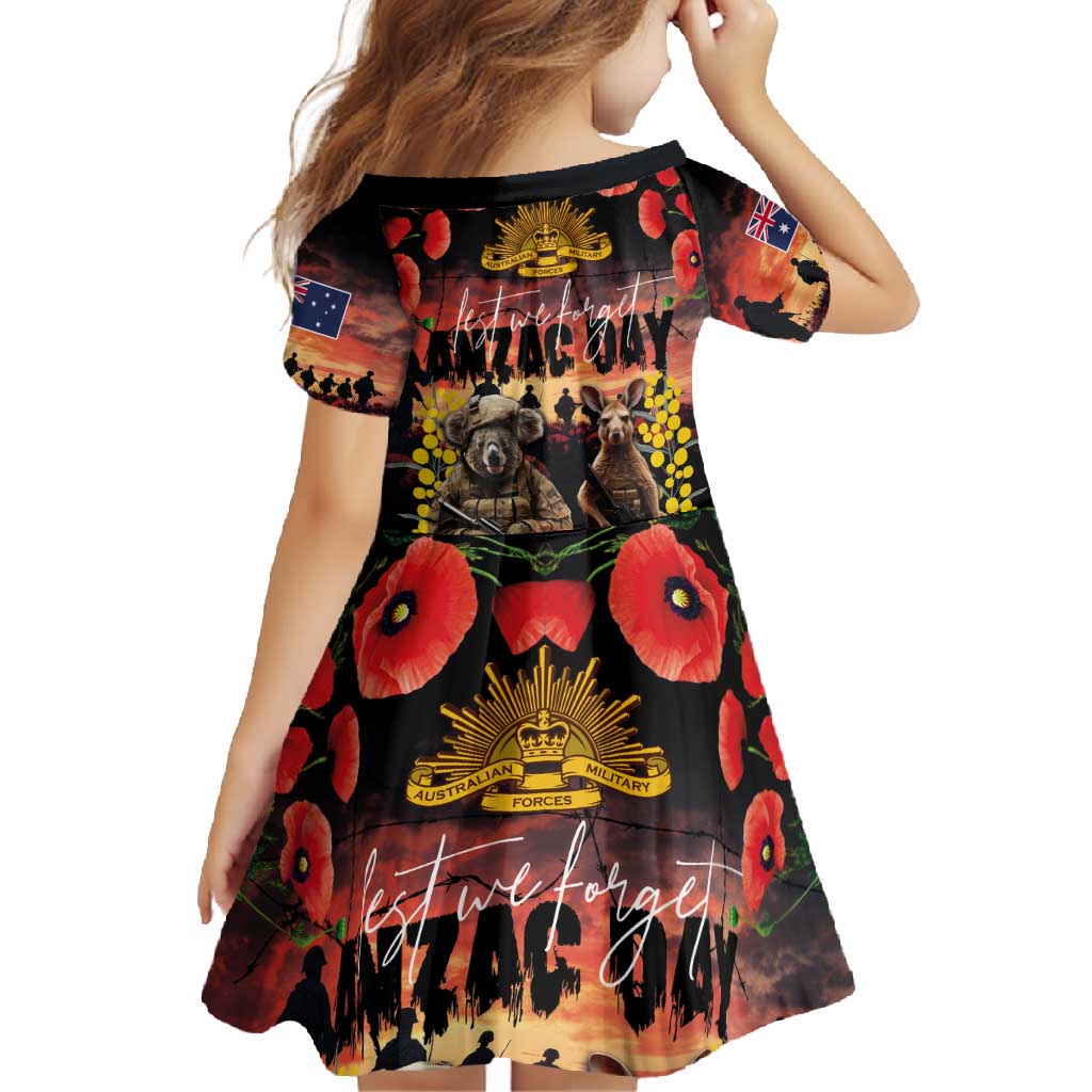 Australia ANZAC Day Family Matching Long Sleeve Bodycon Dress and Hawaiian Shirt Kangaroo and Koala Soldier - Forever in My Thoughts