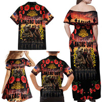 Australia ANZAC Day Family Matching Off Shoulder Maxi Dress and Hawaiian Shirt Kangaroo and Koala Soldier - Forever in My Thoughts