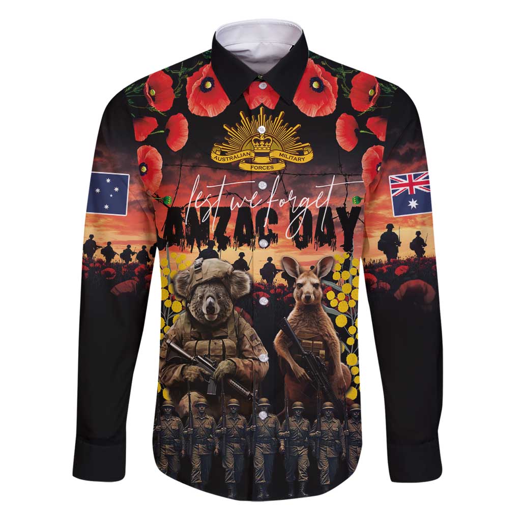 Australia ANZAC Day Family Matching Puletasi and Hawaiian Shirt Kangaroo and Koala Soldier - Forever in My Thoughts
