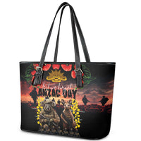 Australia ANZAC Day Leather Tote Bag Kangaroo and Koala Soldier - Forever in My Thoughts