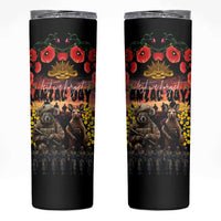 Australia ANZAC Day Skinny Tumbler Kangaroo and Koala Soldier Forever in My Thoughts LT03 Black - Polynesian Pride