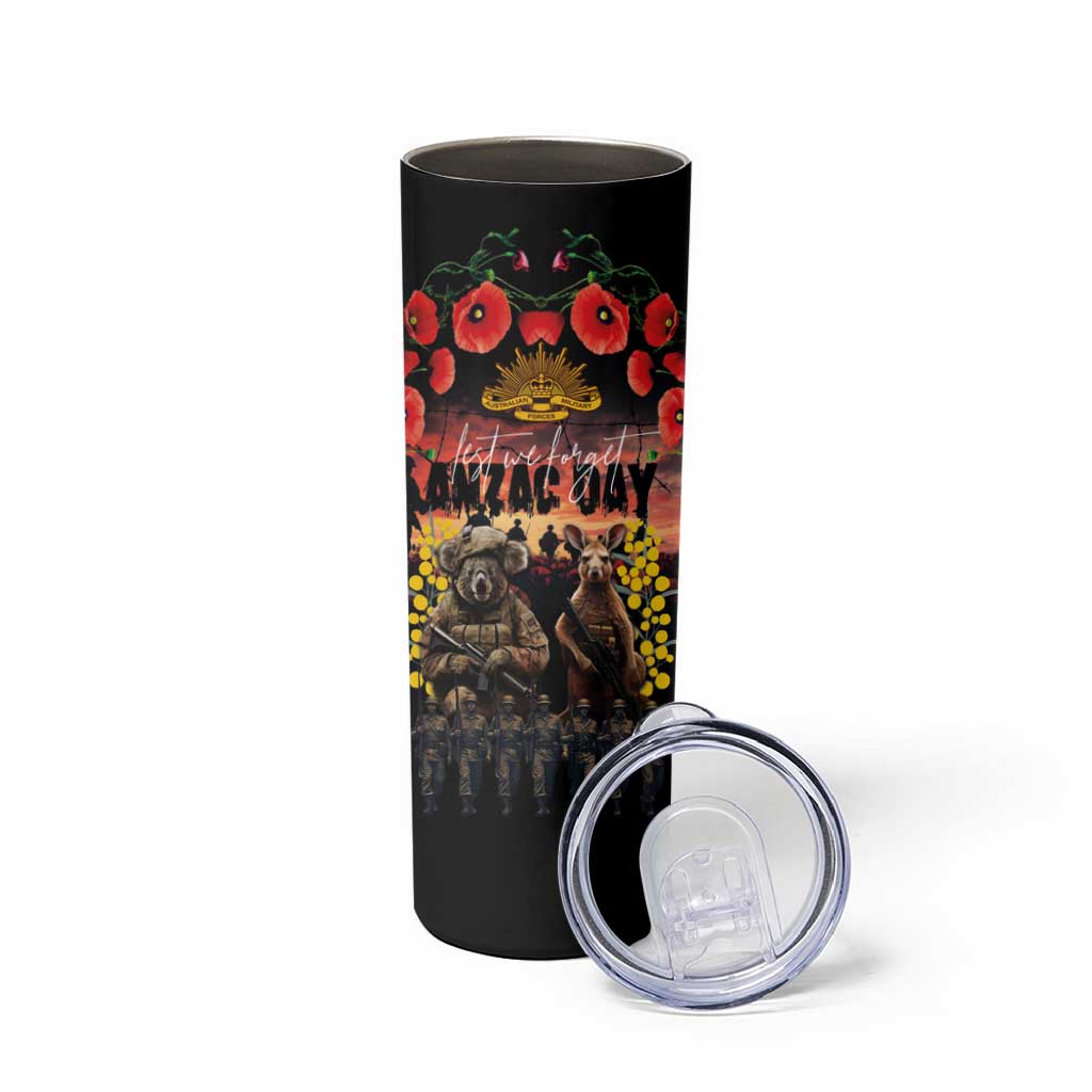 Australia ANZAC Day Skinny Tumbler Kangaroo and Koala Soldier Forever in My Thoughts LT03 - Polynesian Pride