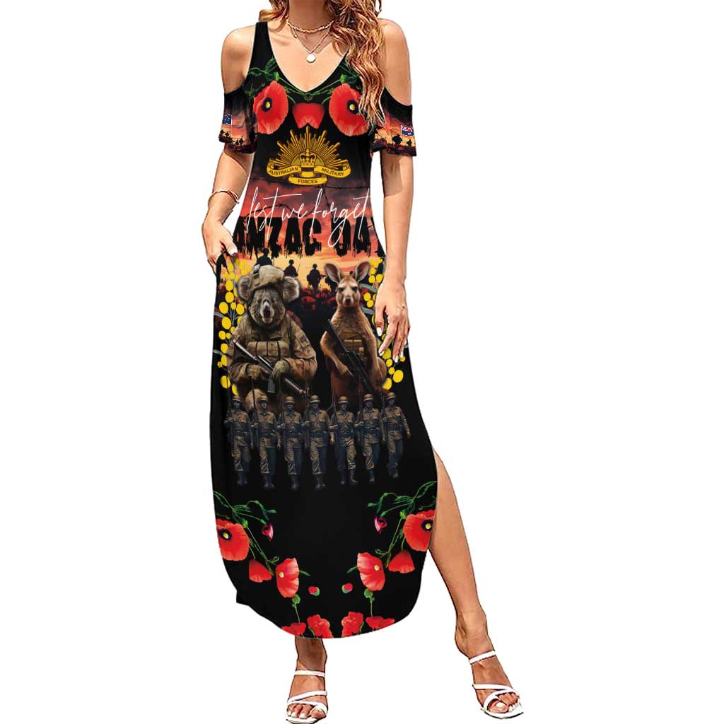 Australia ANZAC Day Summer Maxi Dress Kangaroo and Koala Soldier - Forever in My Thoughts
