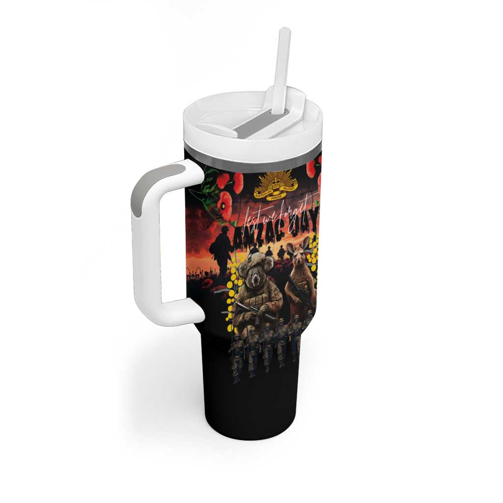 Australia ANZAC Day Tumbler With Handle Kangaroo and Koala Soldier Forever in My Thoughts