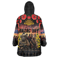 Australia ANZAC Day Wearable Blanket Hoodie Kangaroo and Koala Soldier - Forever in My Thoughts