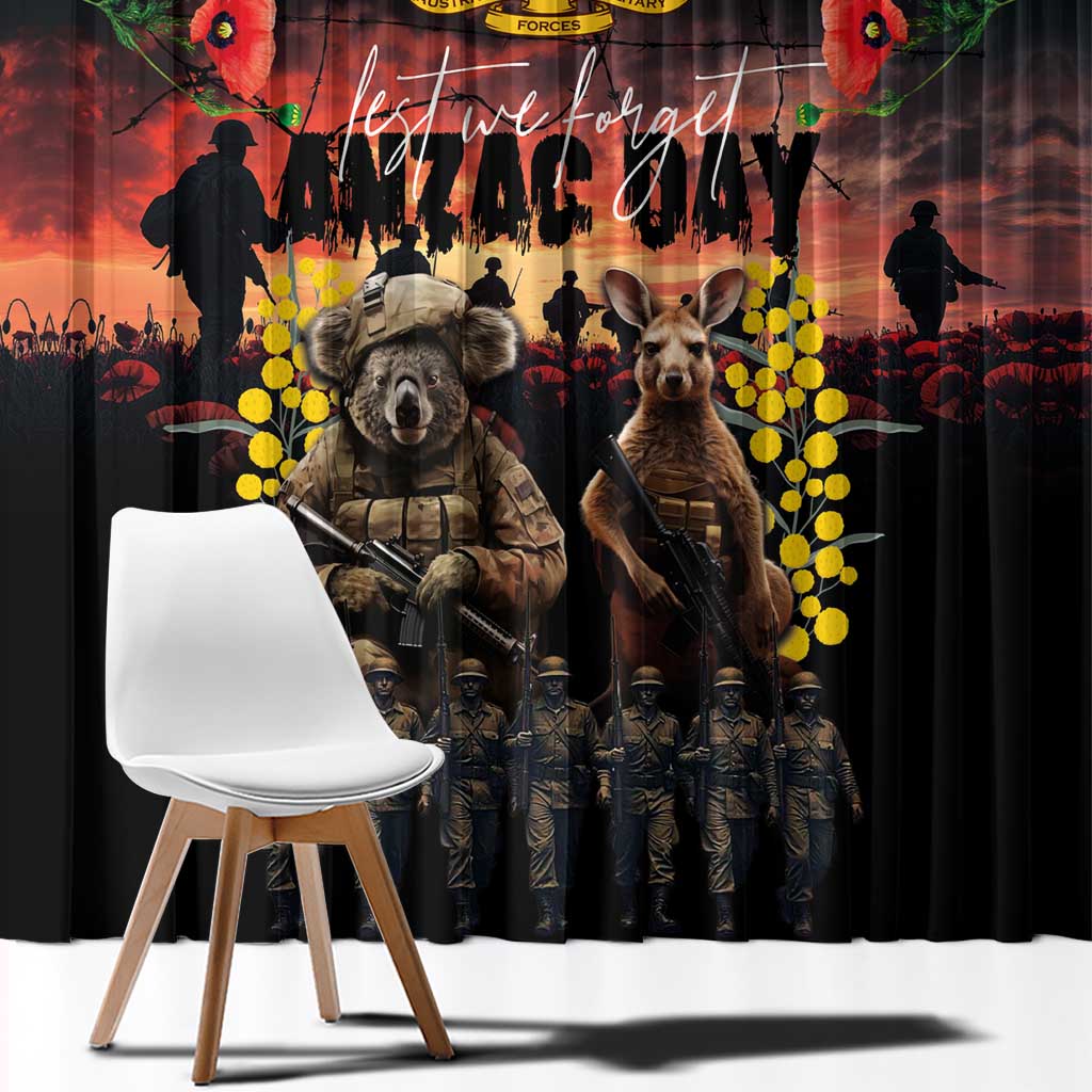Australia ANZAC Day Window Curtain Kangaroo and Koala Soldier - Forever in My Thoughts
