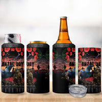 New Zealand ANZAC Day 4 in 1 Can Cooler Tumbler Tui Bird and Kiwi Bird Soldier Forever in My Thoughts LT03 - Polynesian Pride