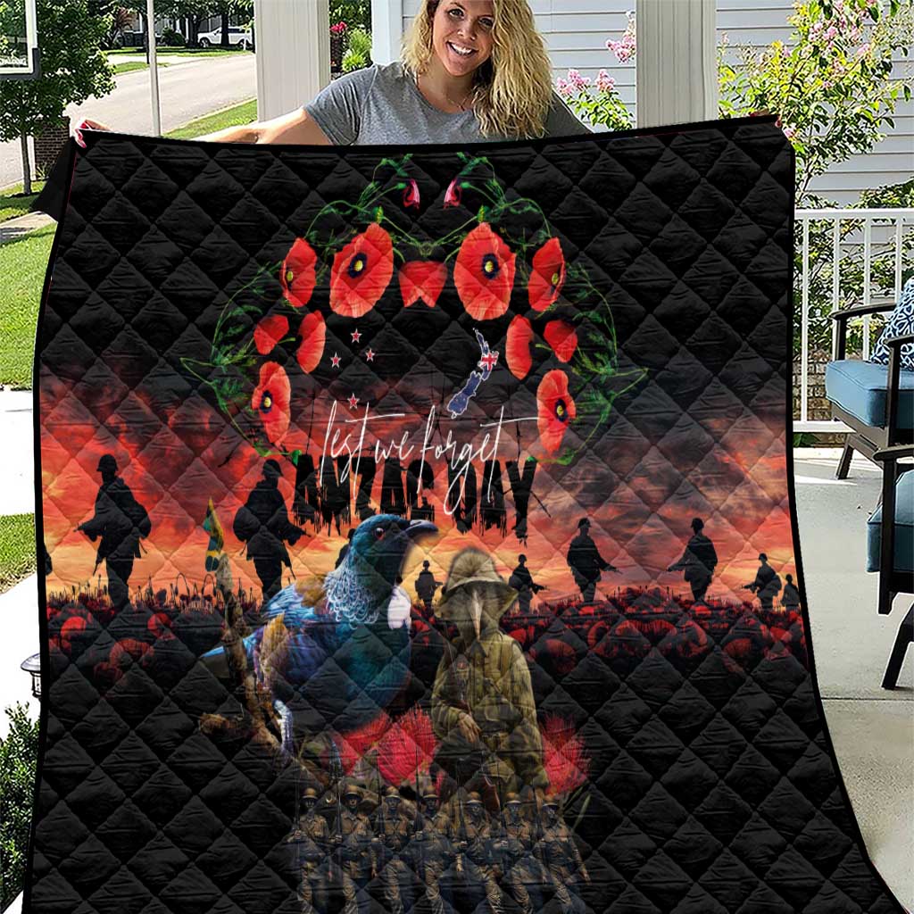 New Zealand ANZAC Day Quilt Tui Bird and Kiwi Bird Soldier - Forever in My Thoughts