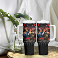 New Zealand ANZAC Day Tumbler With Handle Tui Bird and Kiwi Bird Soldier Forever in My Thoughts