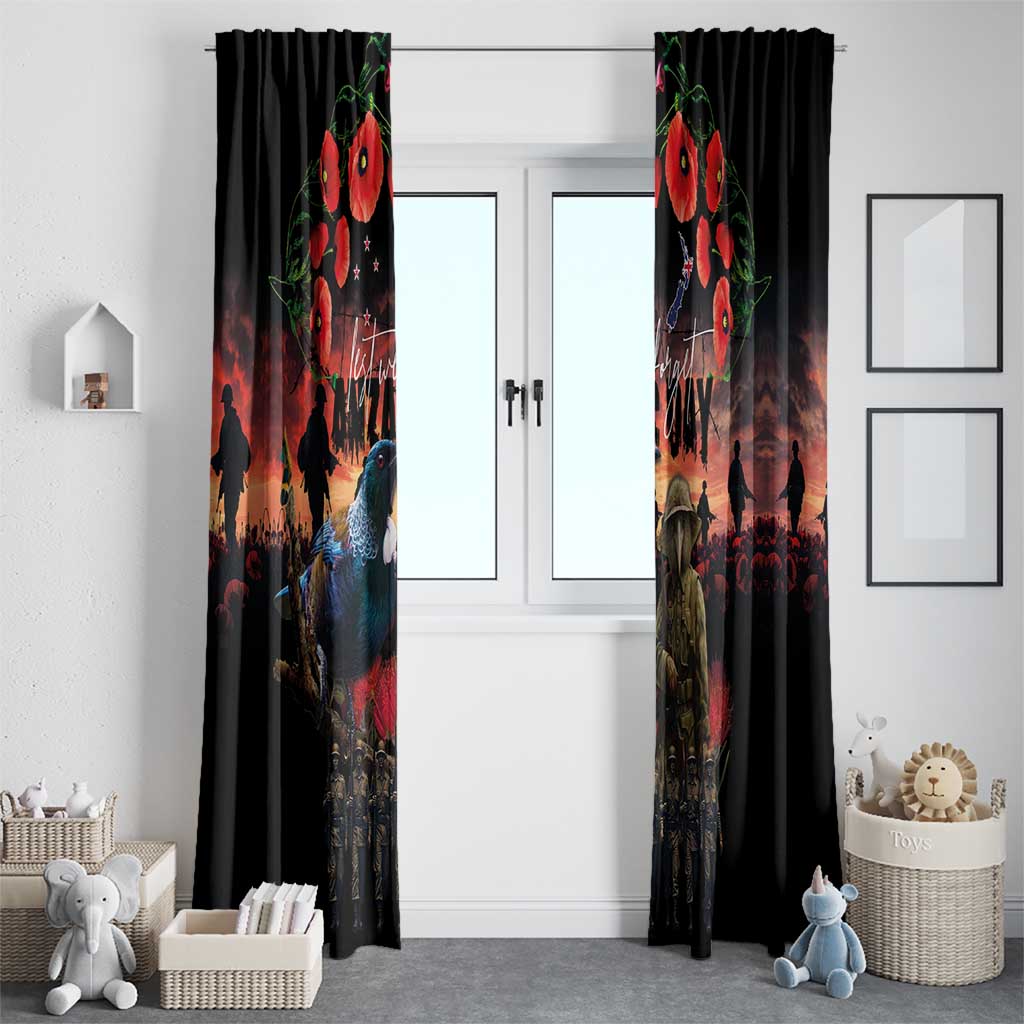 New Zealand ANZAC Day Window Curtain Tui Bird and Kiwi Bird Soldier - Forever in My Thoughts