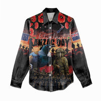 New Zealand ANZAC Day Women Casual Shirt Tui Bird and Kiwi Bird Soldier - Forever in My Thoughts LT03 - Polynesian Pride