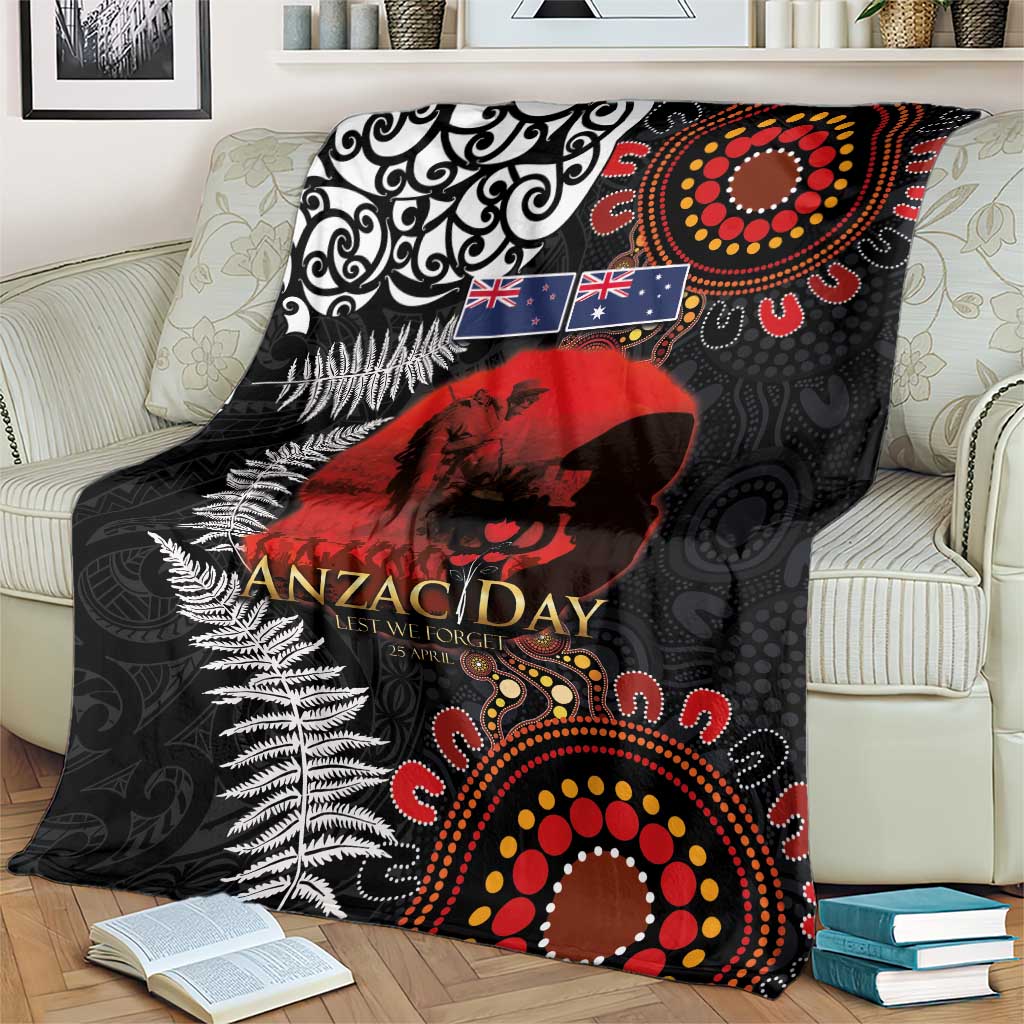 Australia and New Zealand ANZAC Day Blanket Aboriginal and Maori Art Pattern - Gallipoli Lest We Forget