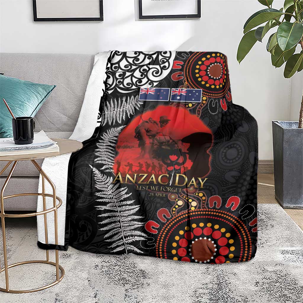 Australia and New Zealand ANZAC Day Blanket Aboriginal and Maori Art Pattern - Gallipoli Lest We Forget