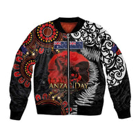 Australia and New Zealand ANZAC Day Bomber Jacket Aboriginal and Maori Art Pattern - Gallipoli Lest We Forget