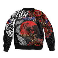 Australia and New Zealand ANZAC Day Bomber Jacket Aboriginal and Maori Art Pattern - Gallipoli Lest We Forget