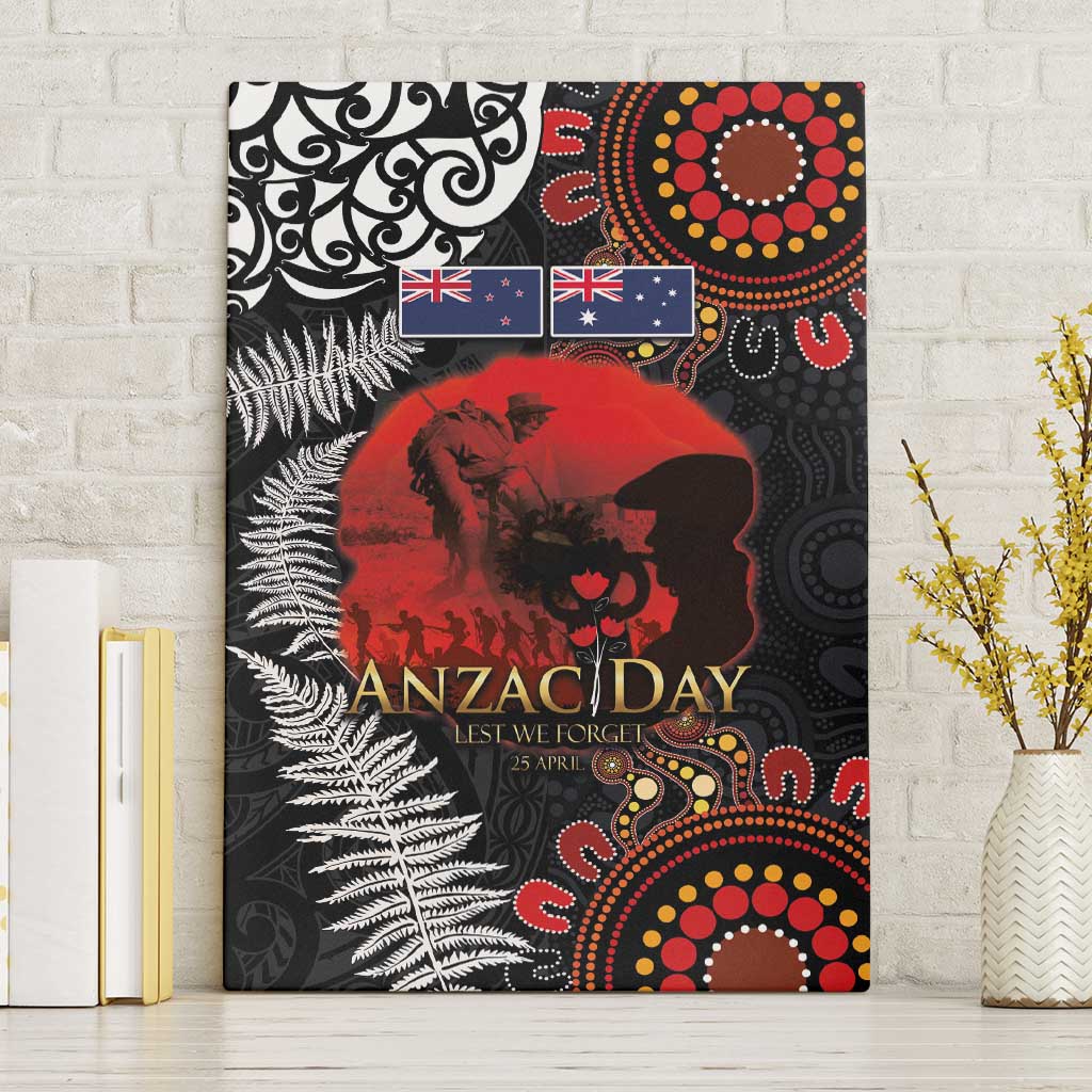 Australia and New Zealand ANZAC Day Canvas Wall Art Aboriginal and Maori Art Pattern - Gallipoli Lest We Forget