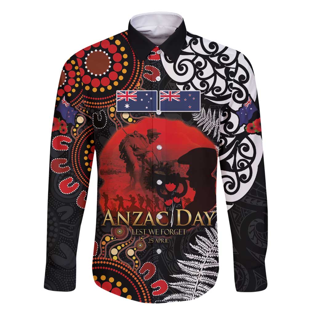 Australia and New Zealand ANZAC Day Family Matching Mermaid Dress and Hawaiian Shirt Aboriginal and Maori Art Pattern - Gallipoli Lest We Forget