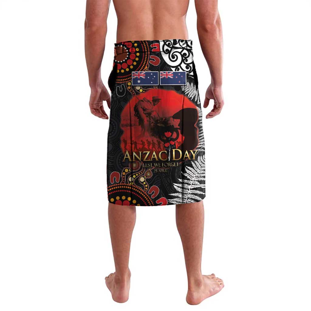 Australia and New Zealand ANZAC Day Lavalava Aboriginal and Maori Art Pattern - Gallipoli Lest We Forget