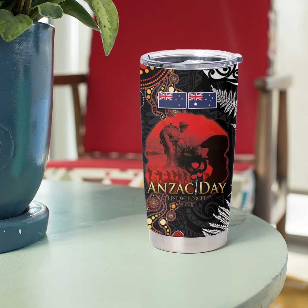 Australia and New Zealand ANZAC Day Tumbler Cup Aboriginal and Maori Art Pattern Gallipoli Lest We Forget LT03 - Polynesian Pride