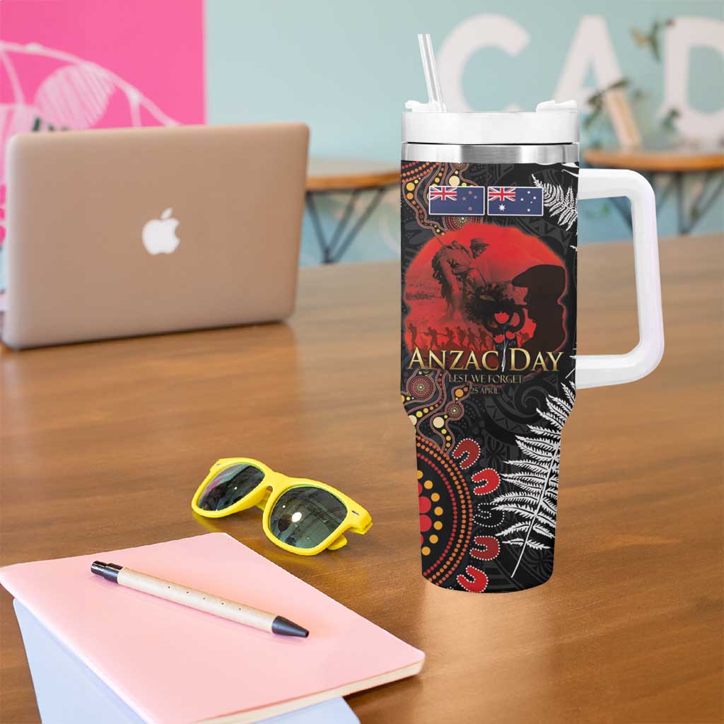Australia and New Zealand ANZAC Day Tumbler With Handle Aboriginal and Maori Art Pattern Gallipoli Lest We Forget LT03 - Polynesian Pride