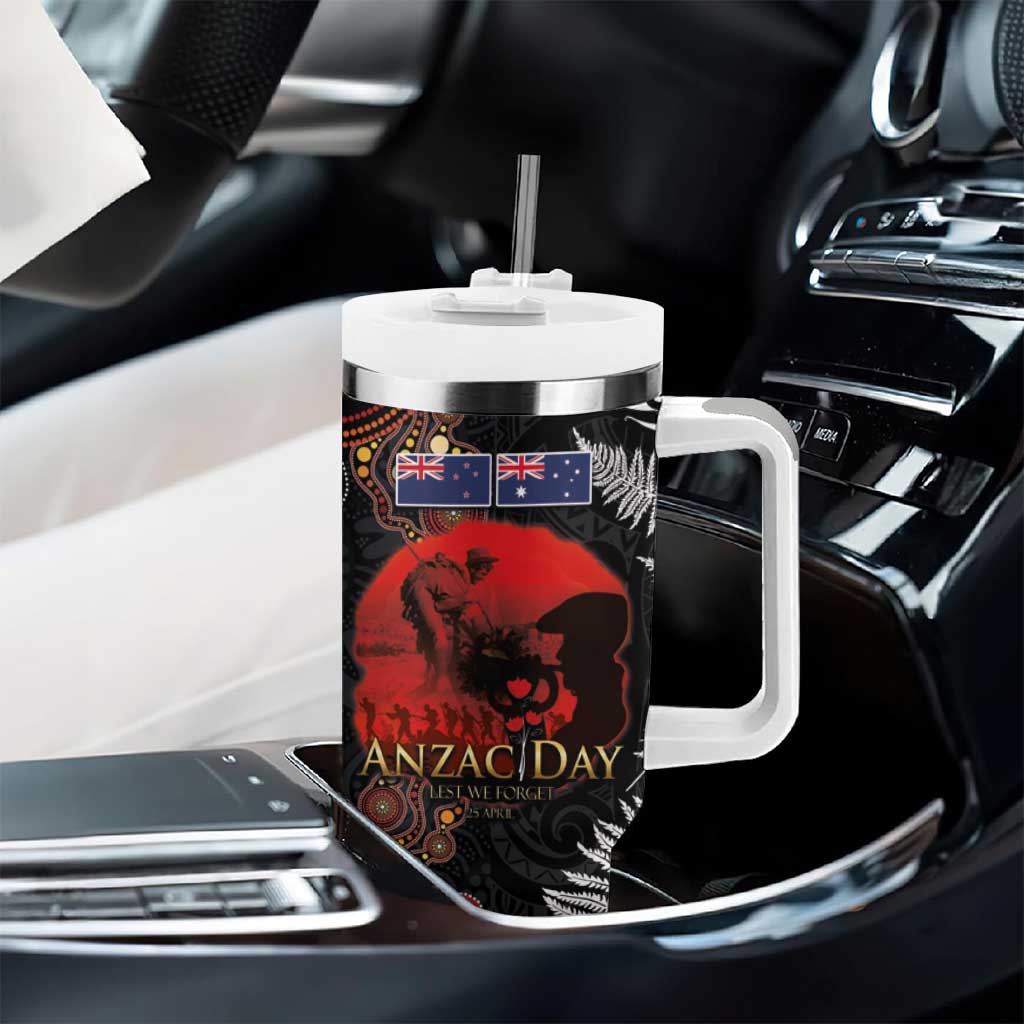 Australia and New Zealand ANZAC Day Tumbler With Handle Aboriginal and Maori Art Pattern Gallipoli Lest We Forget LT03 - Polynesian Pride