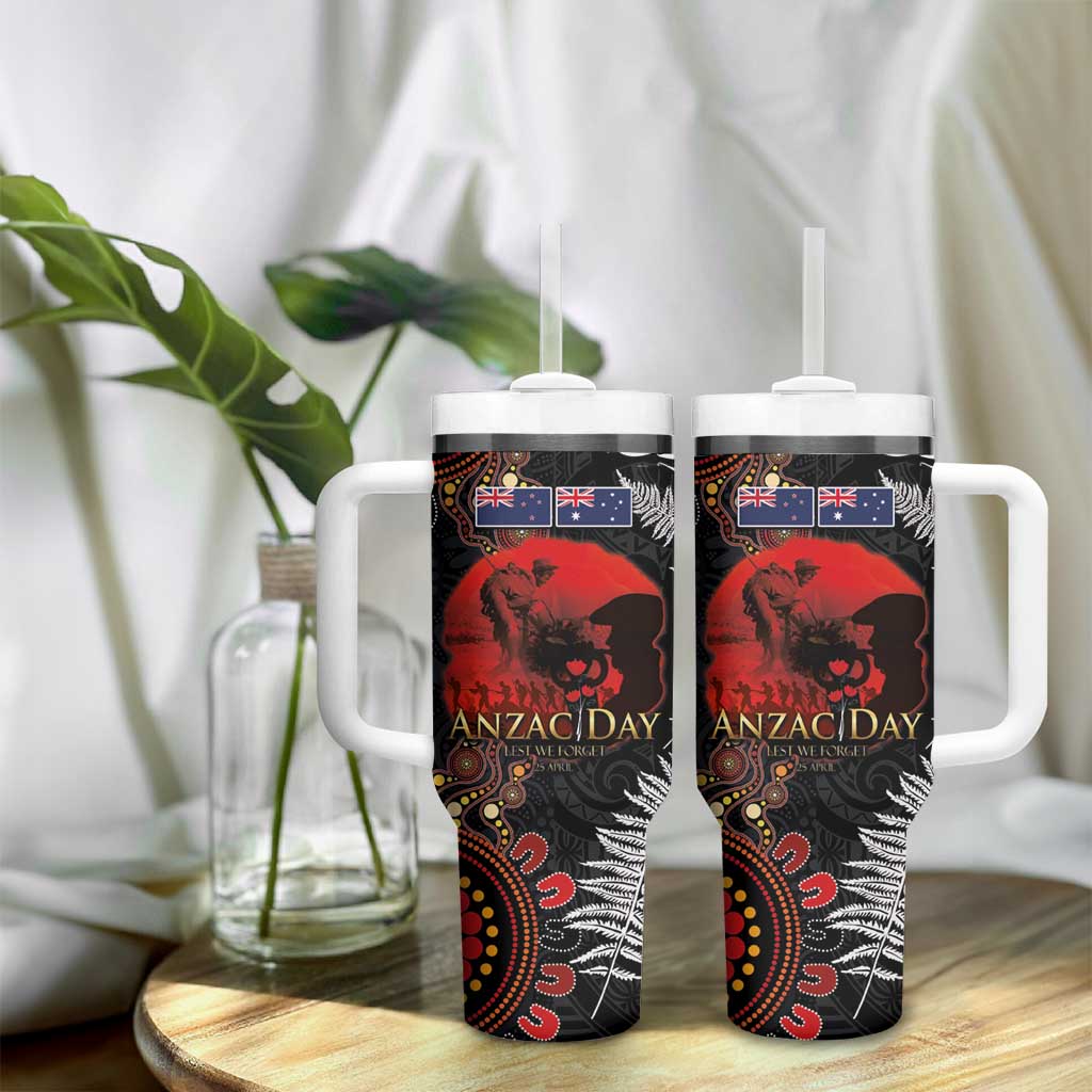 Australia and New Zealand ANZAC Day Tumbler With Handle Aboriginal and Maori Art Pattern Gallipoli Lest We Forget LT03 - Polynesian Pride