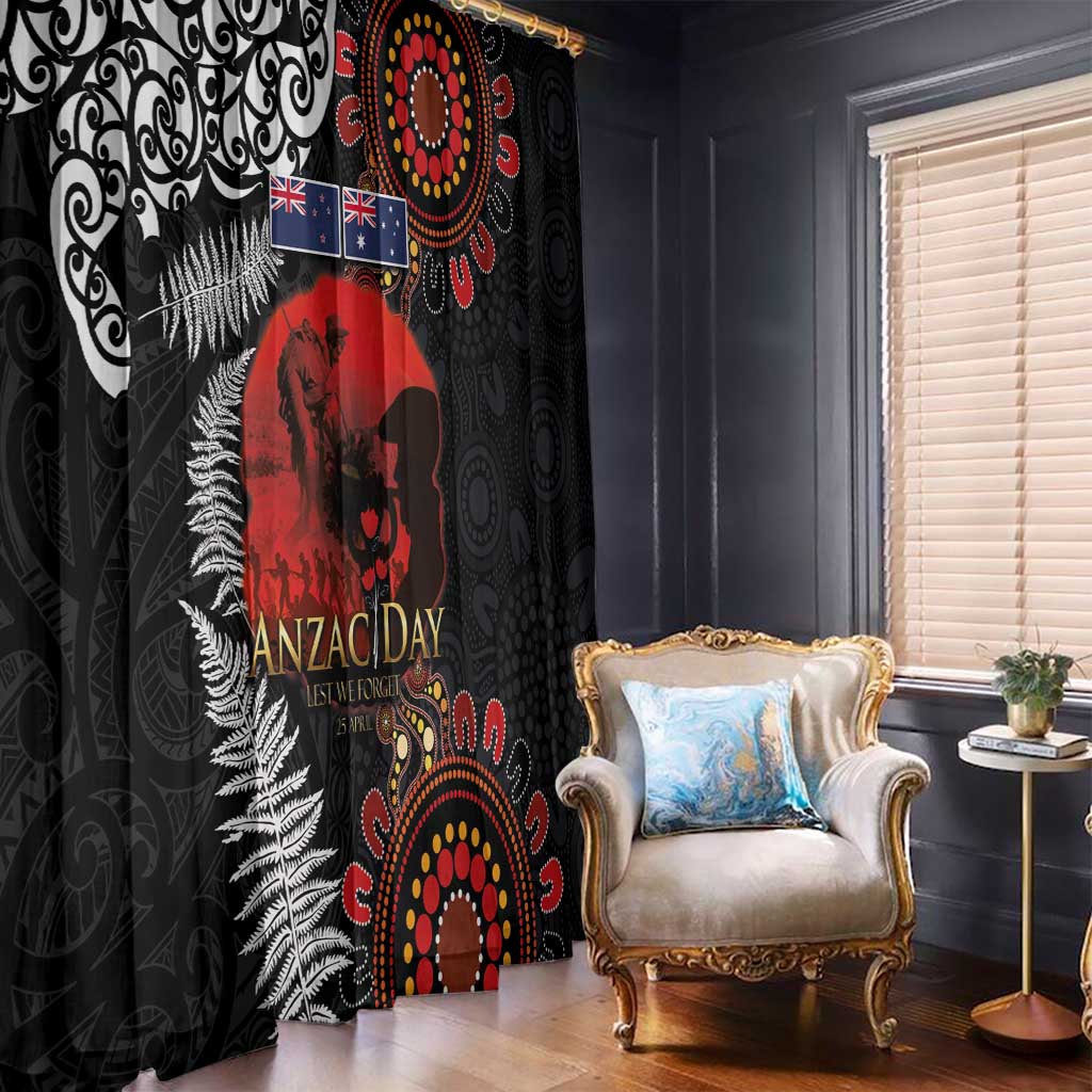 Australia and New Zealand ANZAC Day Window Curtain Aboriginal and Maori Art Pattern - Gallipoli Lest We Forget