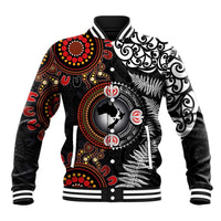 Australia and New Zealand Together Baseball Jacket Aboriginal and Maori Art Tattoo