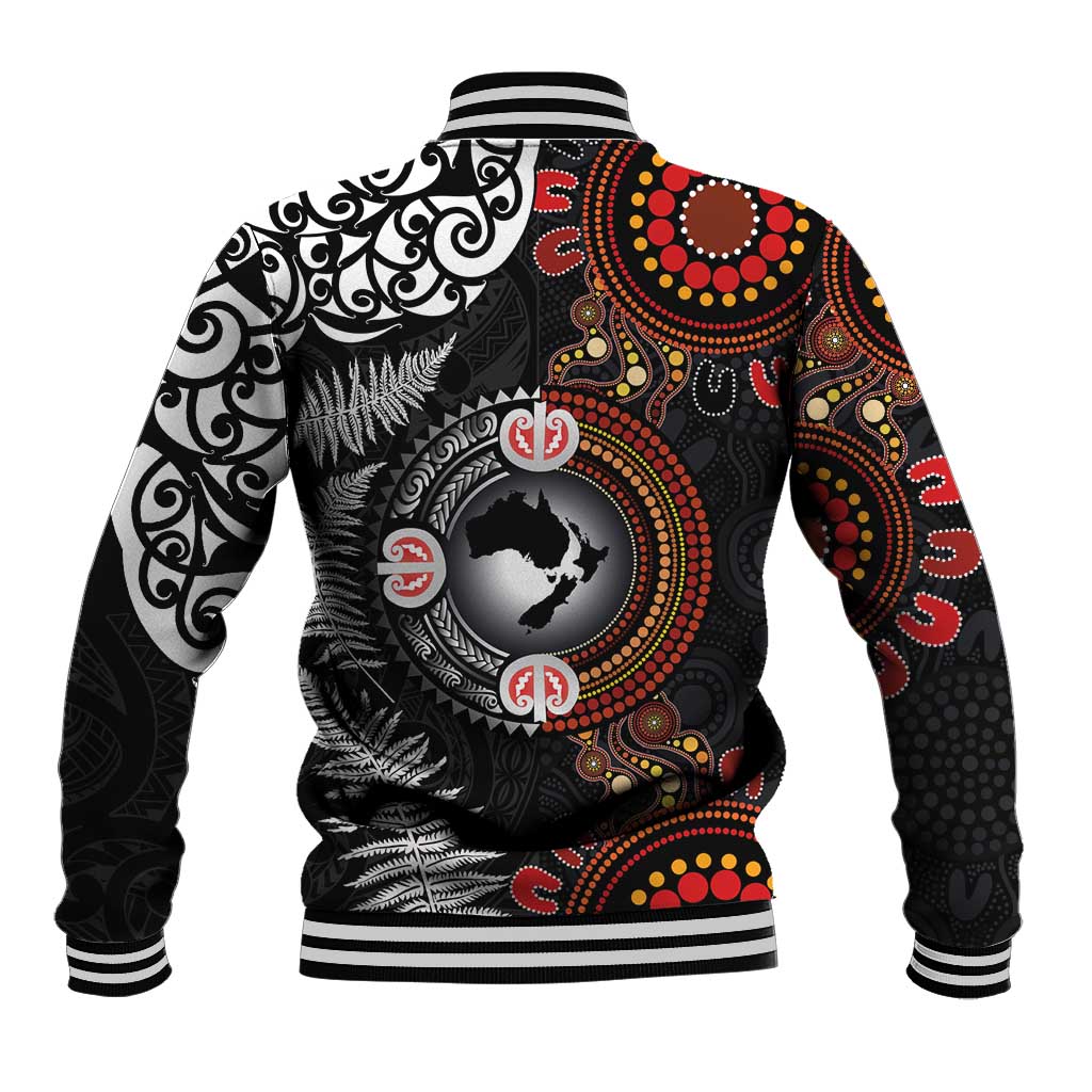 Australia and New Zealand Together Baseball Jacket Aboriginal and Maori Art Tattoo
