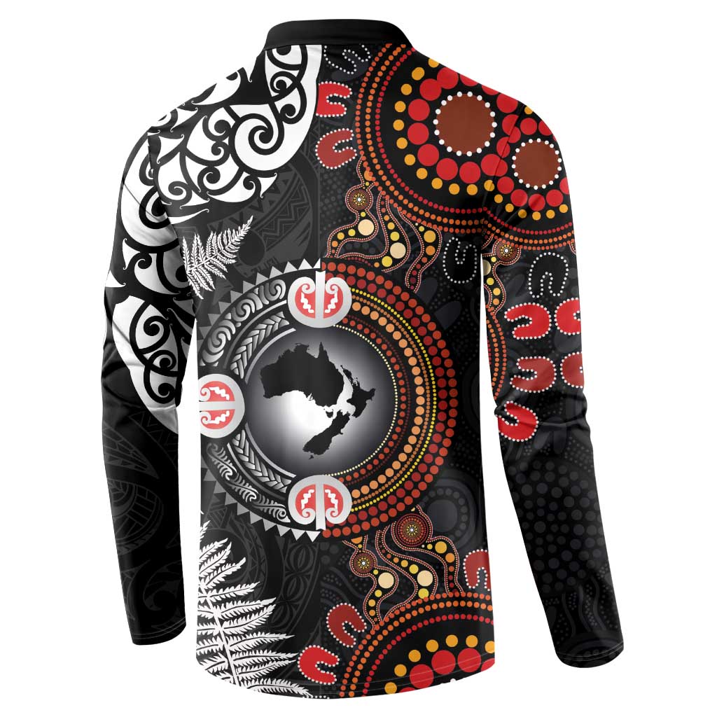 Australia and New Zealand Together Button Sweatshirt Aboriginal and Maori Art Tattoo