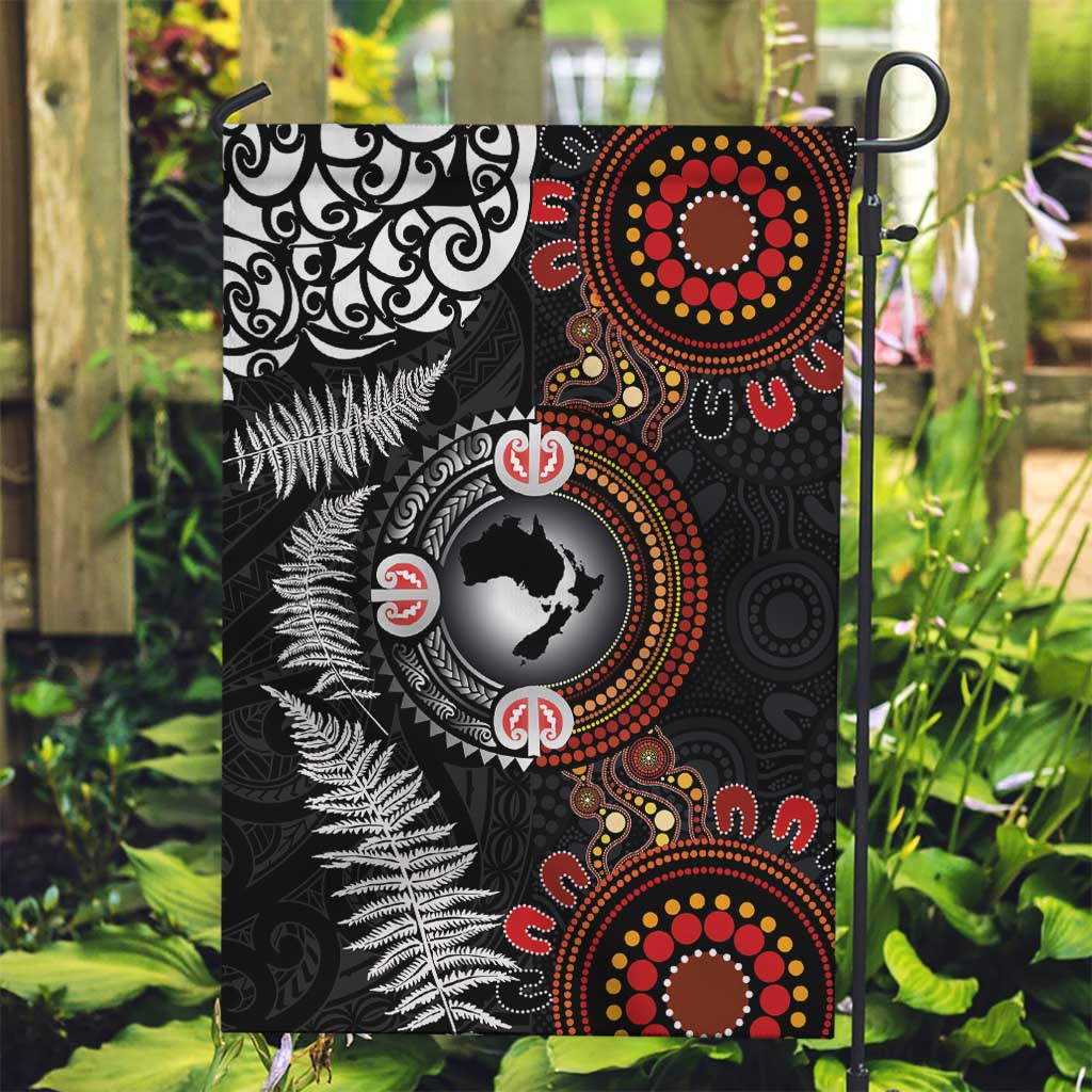 Australia and New Zealand Together Garden Flag Aboriginal and Maori Art Tattoo